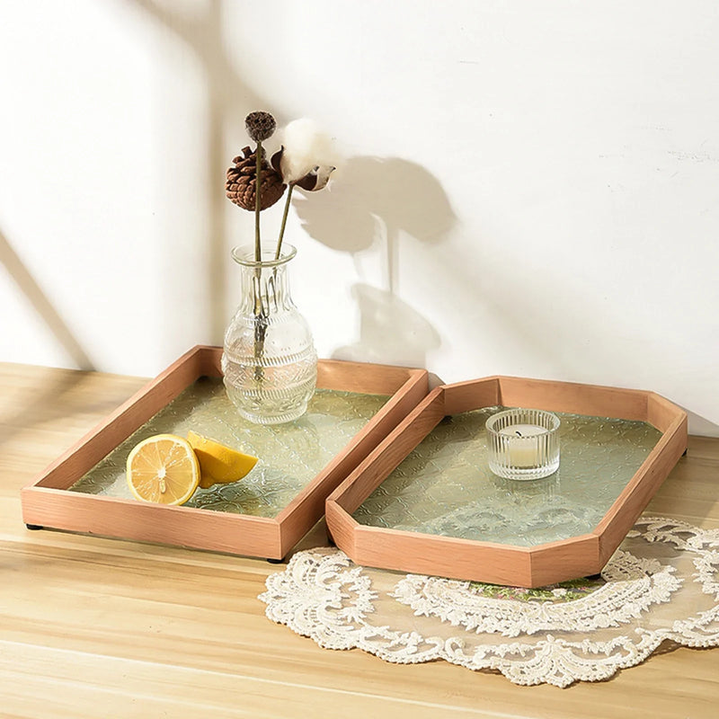 Bandeja de Vidro Organizadora com Base Floral
