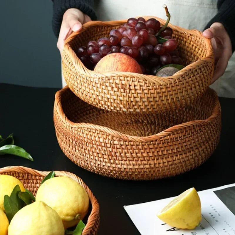 Cesta de Vime em Rattan Feita a Mão