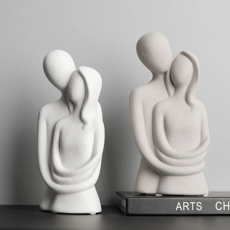 Escultura Nórdica em Cerâmica de Casal Abstrato