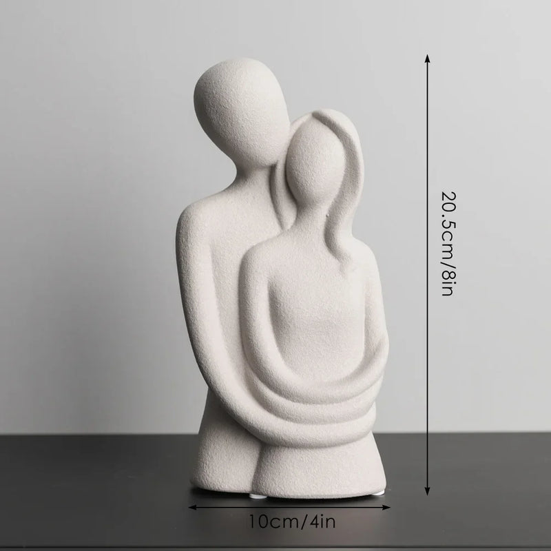 Escultura Nórdica em Cerâmica de Casal Abstrato