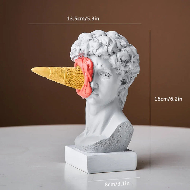 Escultura em Resina David de Sorvete Pós-moderno