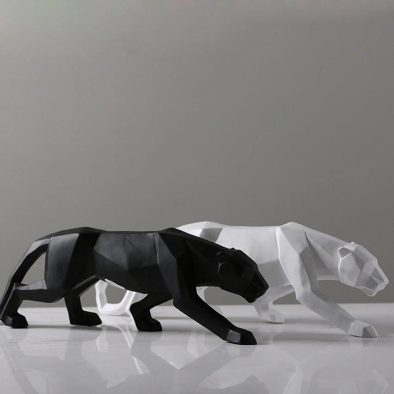 Decoração de Mesa de Resina Escultura Leopardo