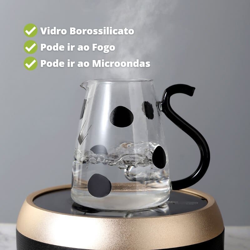 Jarra de Vidro Borossilicato com Copo Temático Vaquinha