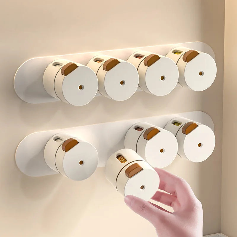Kit 6 Porta Temperos e Condimentos de Parede Magnético com Dosador