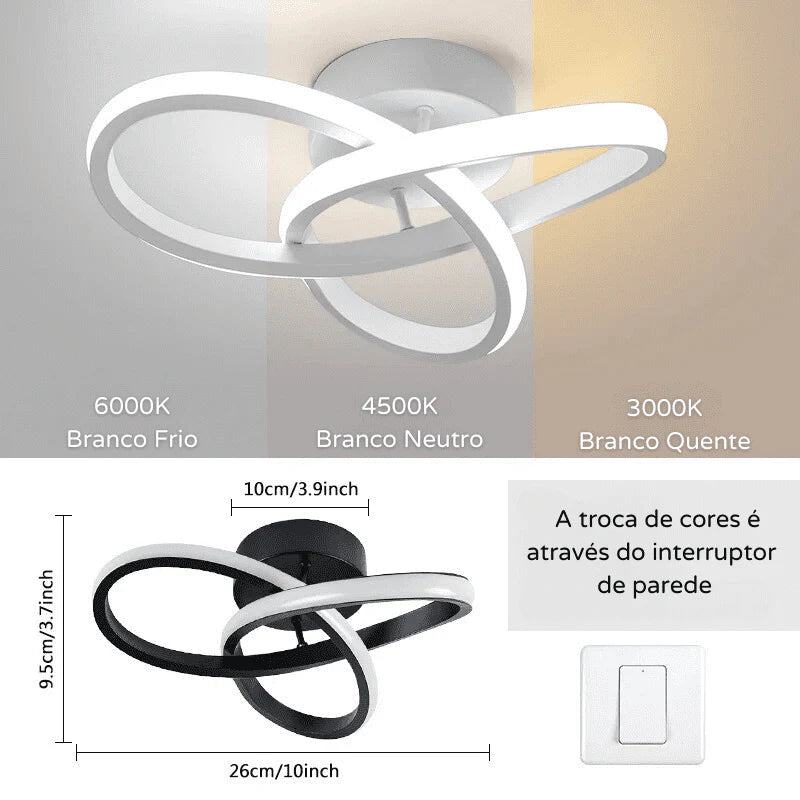 Luminária de Teto LED Para Quarto e Sala de Jantar com 3 Cores