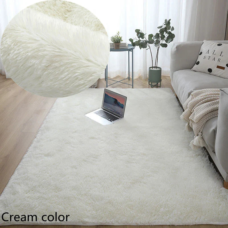 Tapete Felpudo Creme Antiderrapante para Sala e Quarto