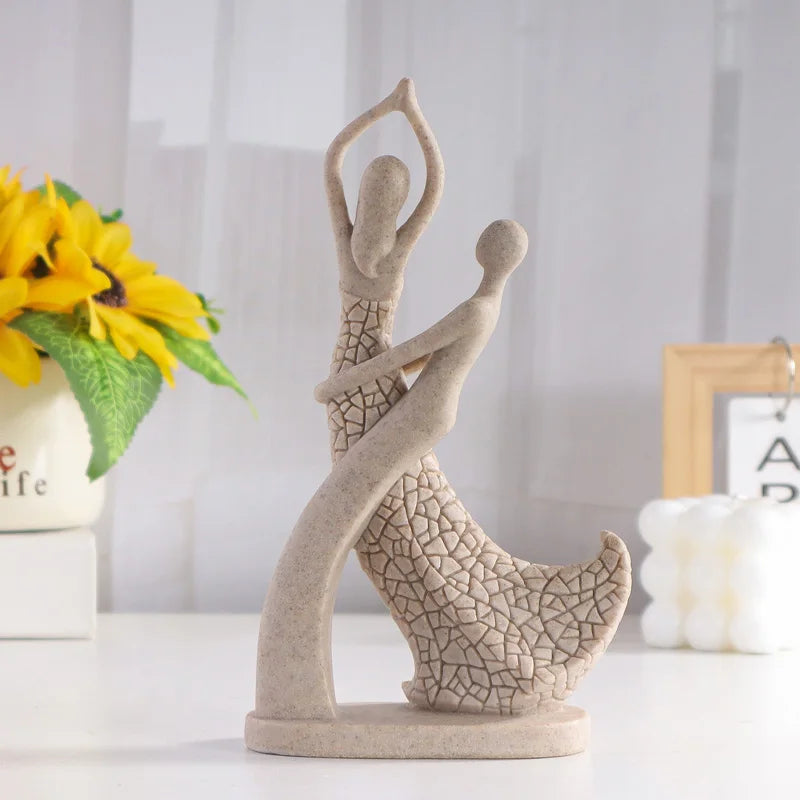 Escultura Abstrata de Casal para Mesa e Decoração Moderna