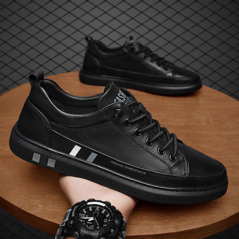 (Queima de estoque) Tênis Masculino Flat Couro Legítimo