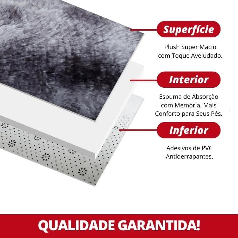 Tapete Felpudo Cinza Escuro Mescla Antiderrapante para Sala