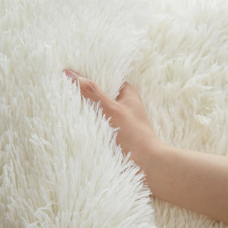 Tapete Felpudo Creme Antiderrapante para Sala e Quarto