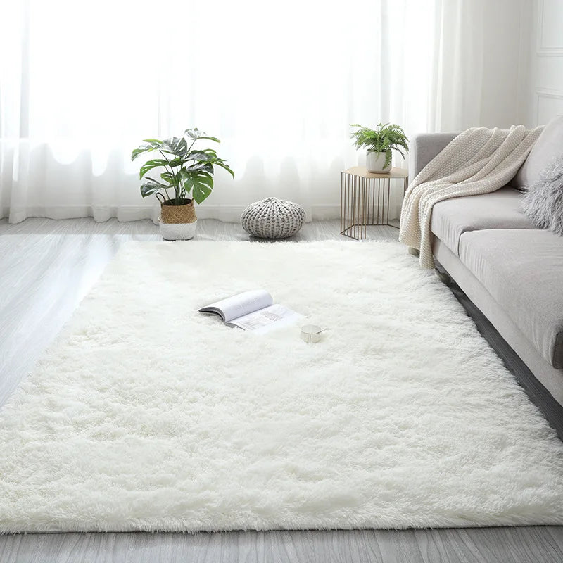 Tapete Felpudo Creme Antiderrapante para Sala e Quarto