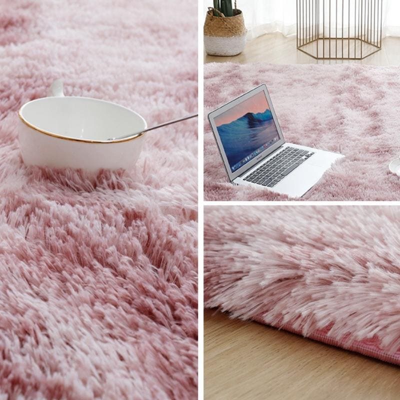 Tapete Felpudo Rosa Antiderrapante para Sala e Quarto