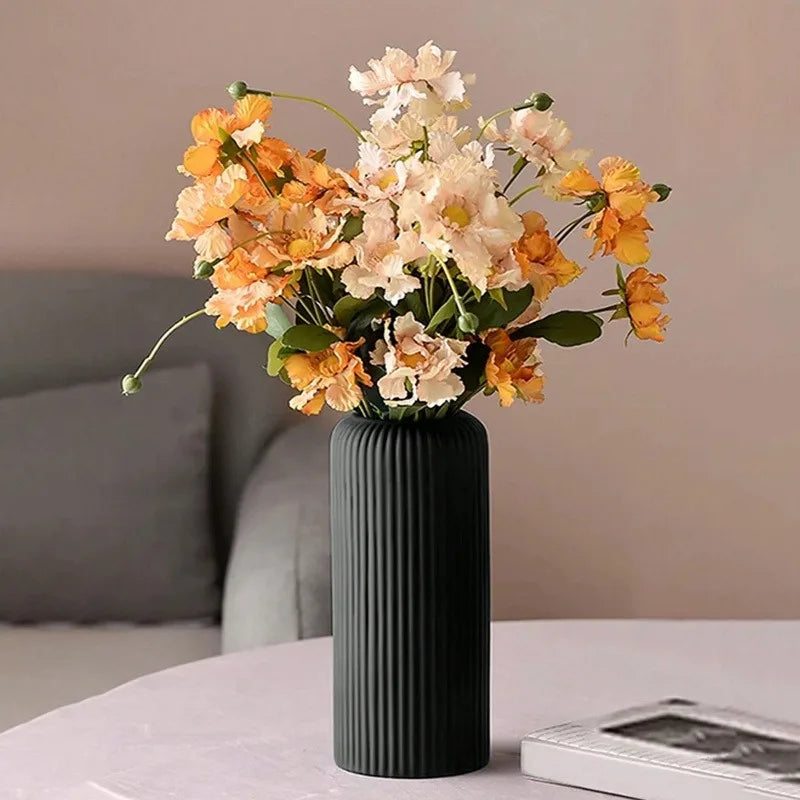 Vaso Decorativo de Cerâmica Cilíndrico para Mesa e Sala