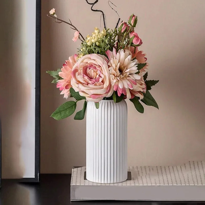 Vaso Decorativo de Cerâmica Cilíndrico para Mesa e Sala