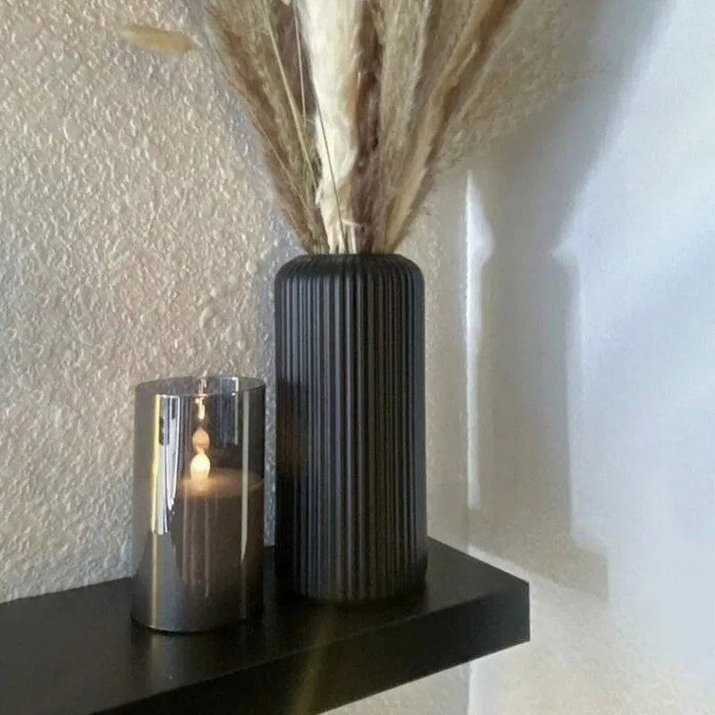 Vaso Decorativo de Cerâmica Cilíndrico para Mesa e Sala