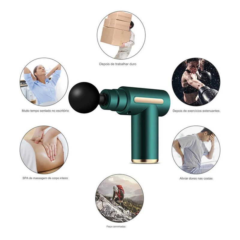 Pistola Massageadora Elétrica Relax 4 em 1 - Profissional Massageador Muscular