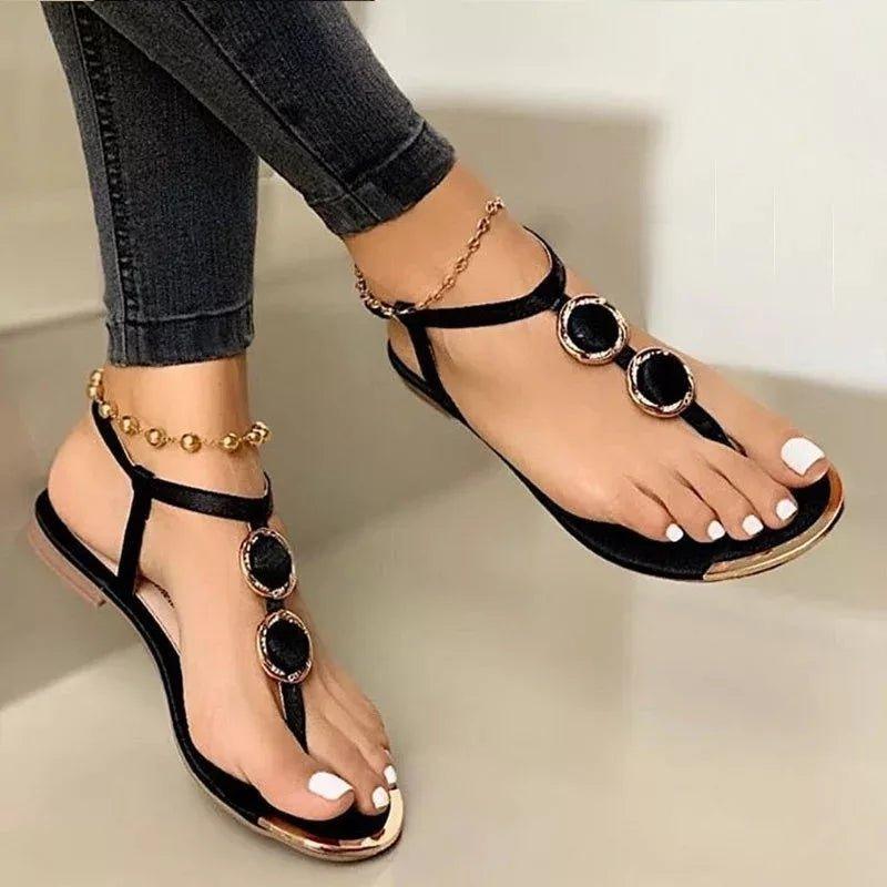 Rasteira Tira Única Buzz - Detalhe Dourado