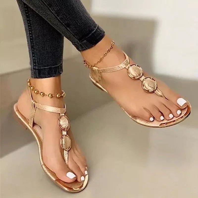 Rasteira Tira Única Buzz - Detalhe Dourado